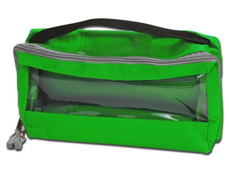 Borsetta imbottita verde c/zip e finestra cm28x15x11 