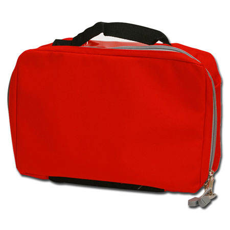 Borsetta nylon rossa c/zip e manico cm29x19x11 