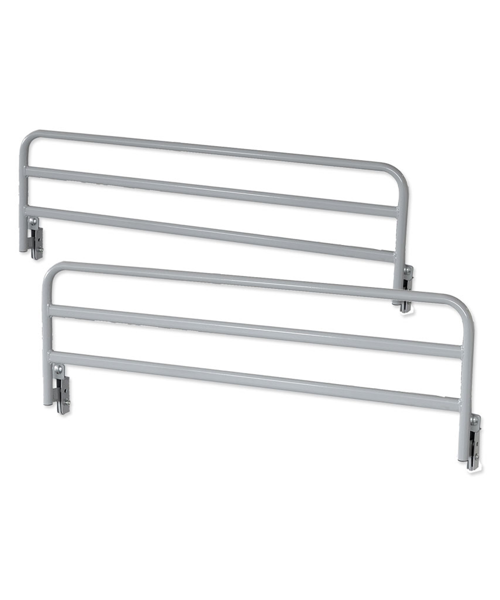 Coppia di sponde laterali per barella da corsia in acciaio con fissaggio automatico, ideali per ambienti ospedalieri e cliniche.