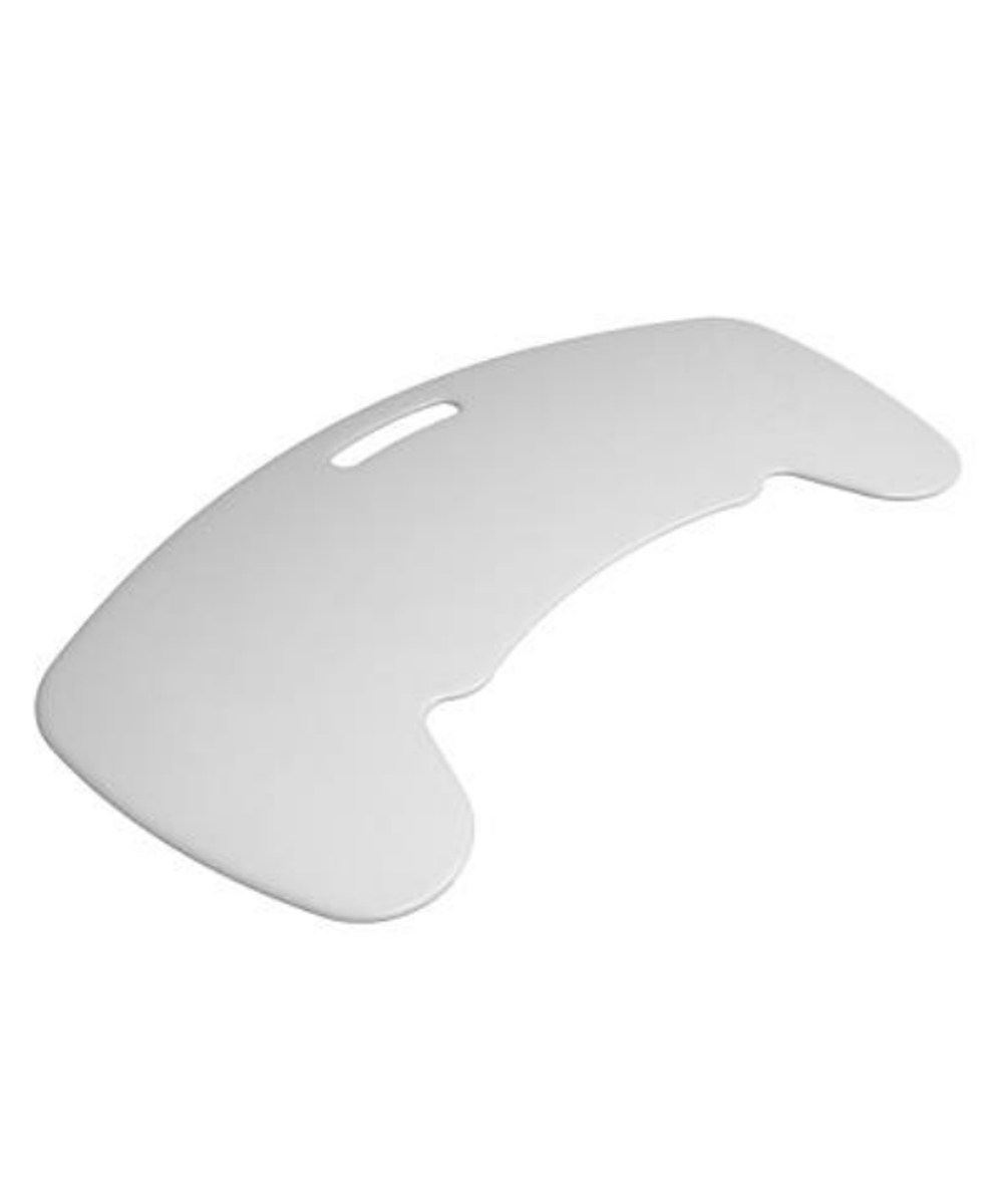 Assicella di scivolamento Banana Board per trasferimenti sicuri e agevoli di pazienti con mobilità limitata, dotata di maniglia centrale e lastre antiscivolo.