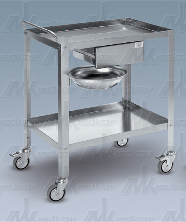 Carrello inox 1 cassetto 70x50x80 c/catino 