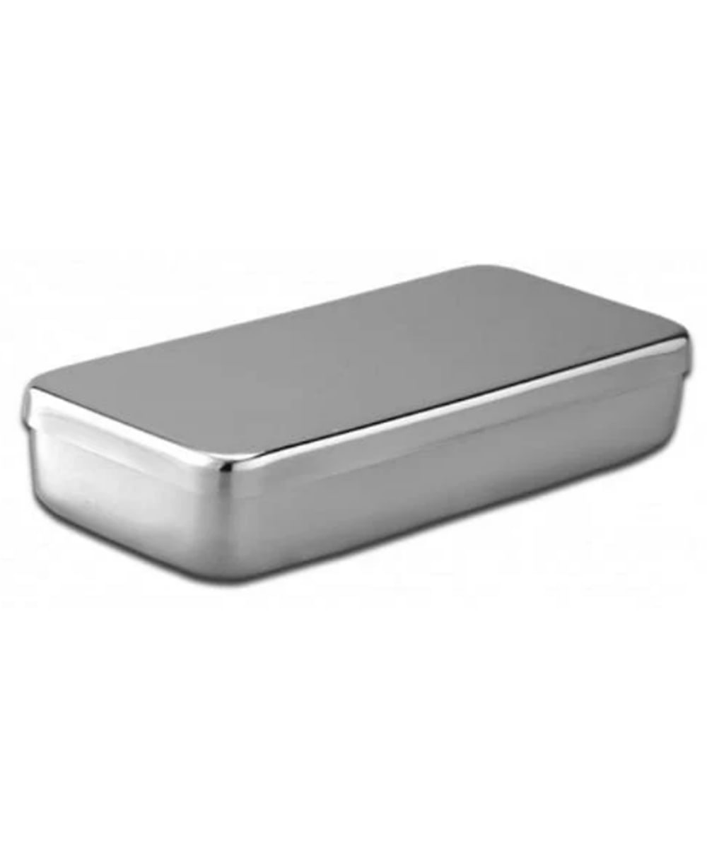 Scatola in acciaio inox 18/10 per strumenti chirurgici 180x80x40h, contenitore resistente e igienico per sterilizzazione in stufe a secco.