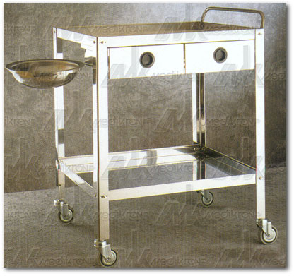 Carrello inox 2 cassetti c/catino 70x50x80h 