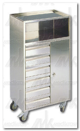Carrello inox per anestesia cm. 40x 60x113h 