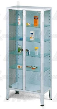 Vetrina 2 ante cm.75x38x169h con fianchi e ripiani in vetro 