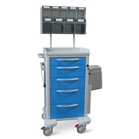 Carrello medicazione mod.omega dim.88x47x160h completo kit cassetto 
