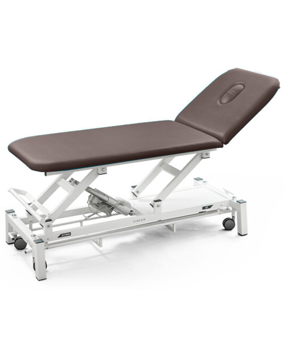 Lettino elettrico Belmont a 2 sezioni con struttura in metallo e rivestimento antimicrobico, ideale per trattamenti fisioterapici e massaggi.