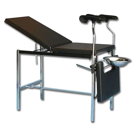 Lettino ginecologia deluxe 3 sezioni reggigambe+bacinella colore nero 
