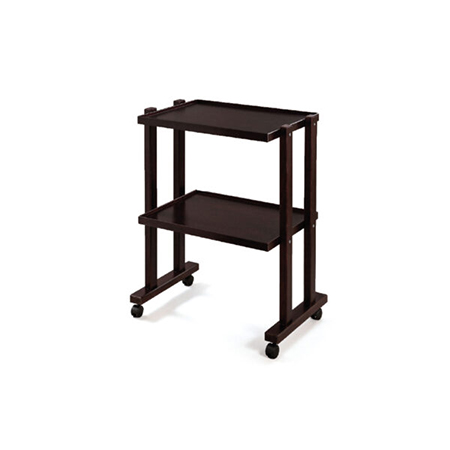 Carrello legno wenge 2 ripiani con ruote 
