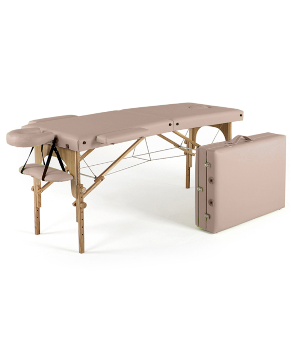 Lettino legno valigia koori alt var c/foro poggiatesta e borsa col blu 