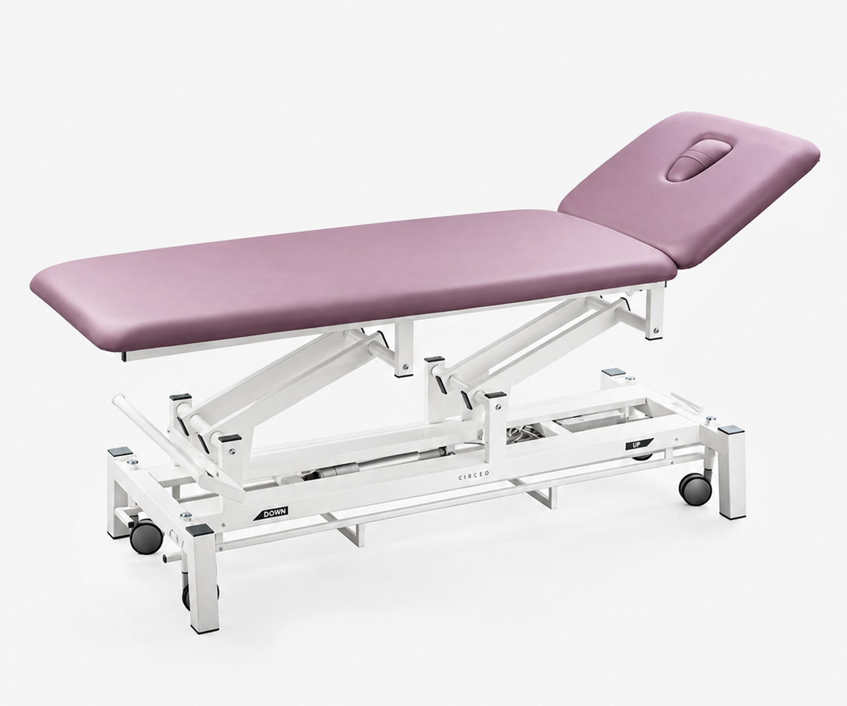 Lettino metallo elettr stirling 2sez,kit ruote col bianco, rivestimento lilla. 