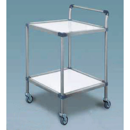 Carrello inox cm. 61x43 - 2 ripiani vassoio estrab. lam. 