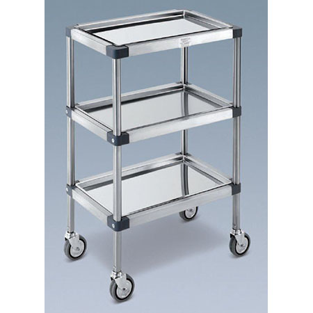 Carrello 3 piani in laminato bianco estraibili, mis. cm.49x30x78 