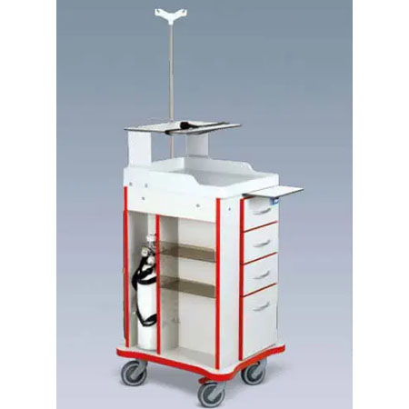 Carrello emergenza, completo mis. cm.56x64x104h con profili rossi 