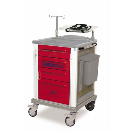 Carrello emergenza small con cassetti rossi mis. 67x64x160h 