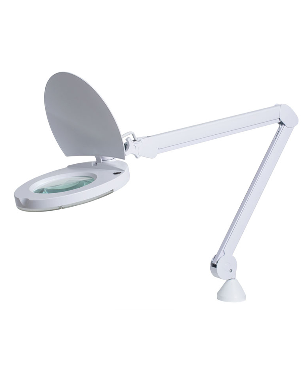 Lampada LED Lupa da Tavolo con lente di ingrandimento 8 diottrie, luce fredda 6.500°K e 60 LED, ideale per lavori di precisione in ambito medico e tecnico.
