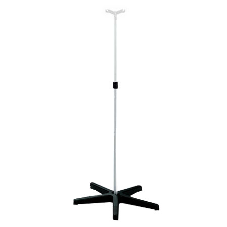 Asta flebo in all, base plastica s/ruote, 2 ganci 