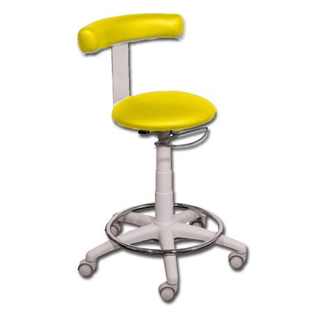 Sgabello con schienale e ruote alt. regolabile 53-66cm giallo parma 