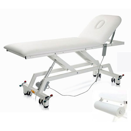 Letto visita profess. elettr.c/ruote bianco,c/foro e portar. port. kg150 