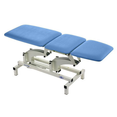 Lettino poliv. elet. a 3 sez.azzurro fiord.c/2 bracc.,2 dispos. di blocc 