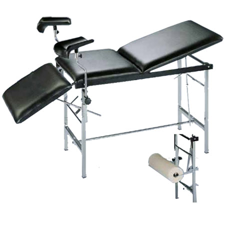 Letto visita ginecologico-2 snodi col.nero c/cosciali e portar. s/bacin 