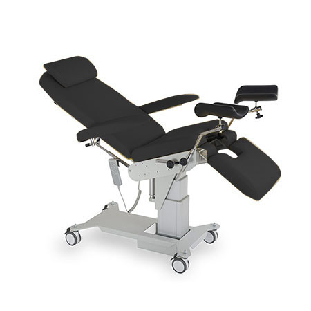 Poltrona ginec. elett. era  a 3 sez. nero c/supp. lenzuolino+poggiatesta 