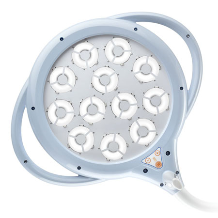 Lampada a led pentaled 12 - su piantana c/ruote con gruppo batteria 