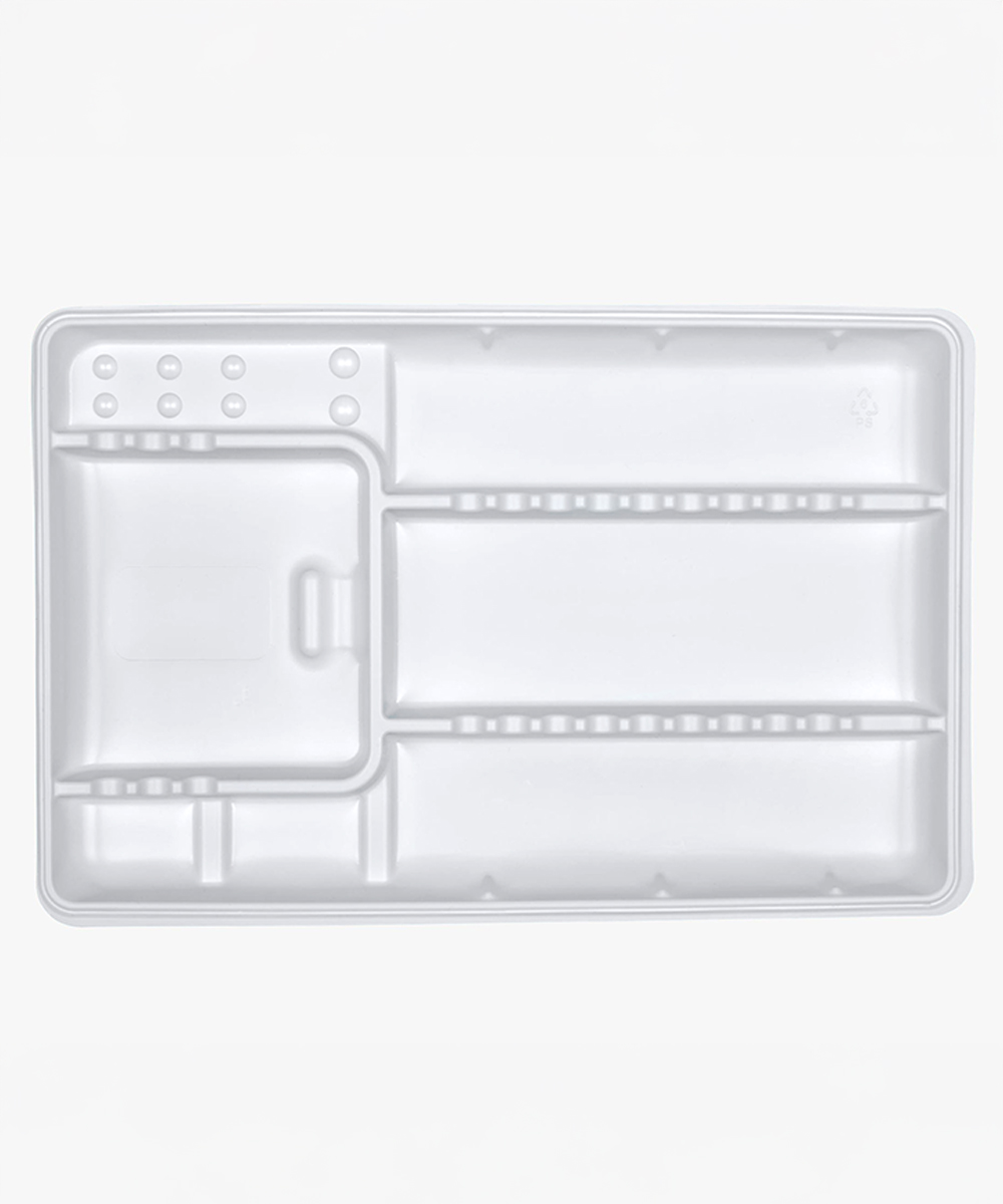 Vassoio monouso in plastica bianco n/str cm 28x18 c/compartimenti cf50pz 