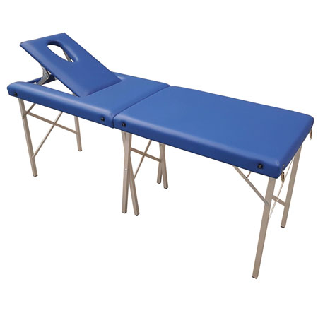 Letto valigia alluminio c/foro,2 sez mis 62x182cm. port.110kg azzurro 