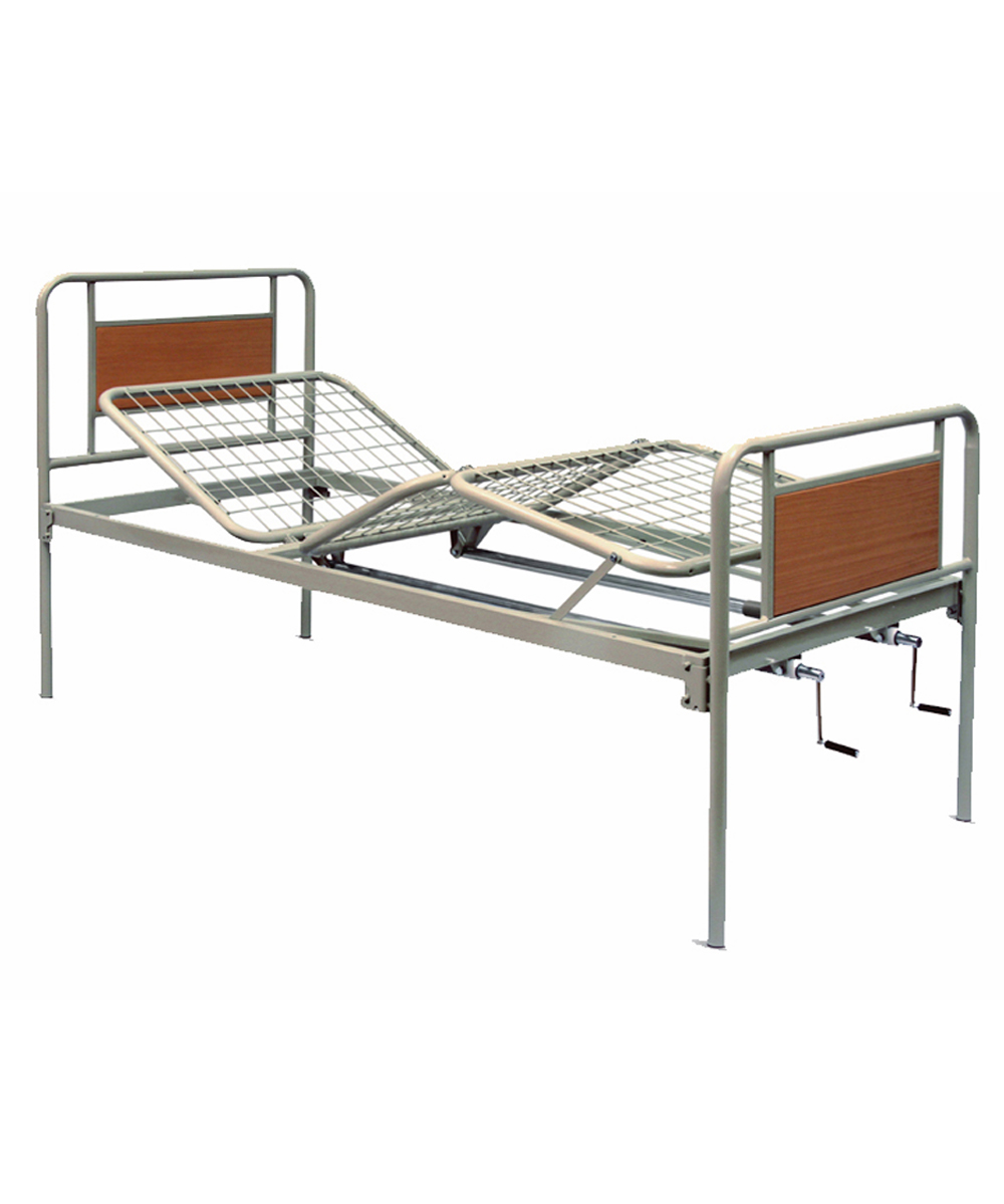 Letto Articolato Liuto con rete metallica a due movimenti e struttura in ferro, progettato per agevolare la degenza in contesti sanitari.