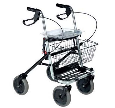 Deambulatore rollator dyone pieghevole acciaio reg. altezza c/cestino 