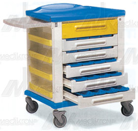 Carrello terapia standard 20 divis. a 3 scomparti mis. 82/115x64xh100 cm 