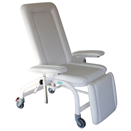 Poltrona  per prelievi bianca con ruote 