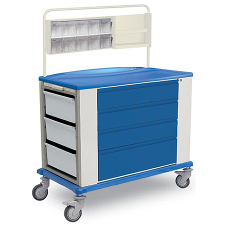 Carrello medikar large acciaio vern 4 cassett con sopralzo 115x64x160cm 