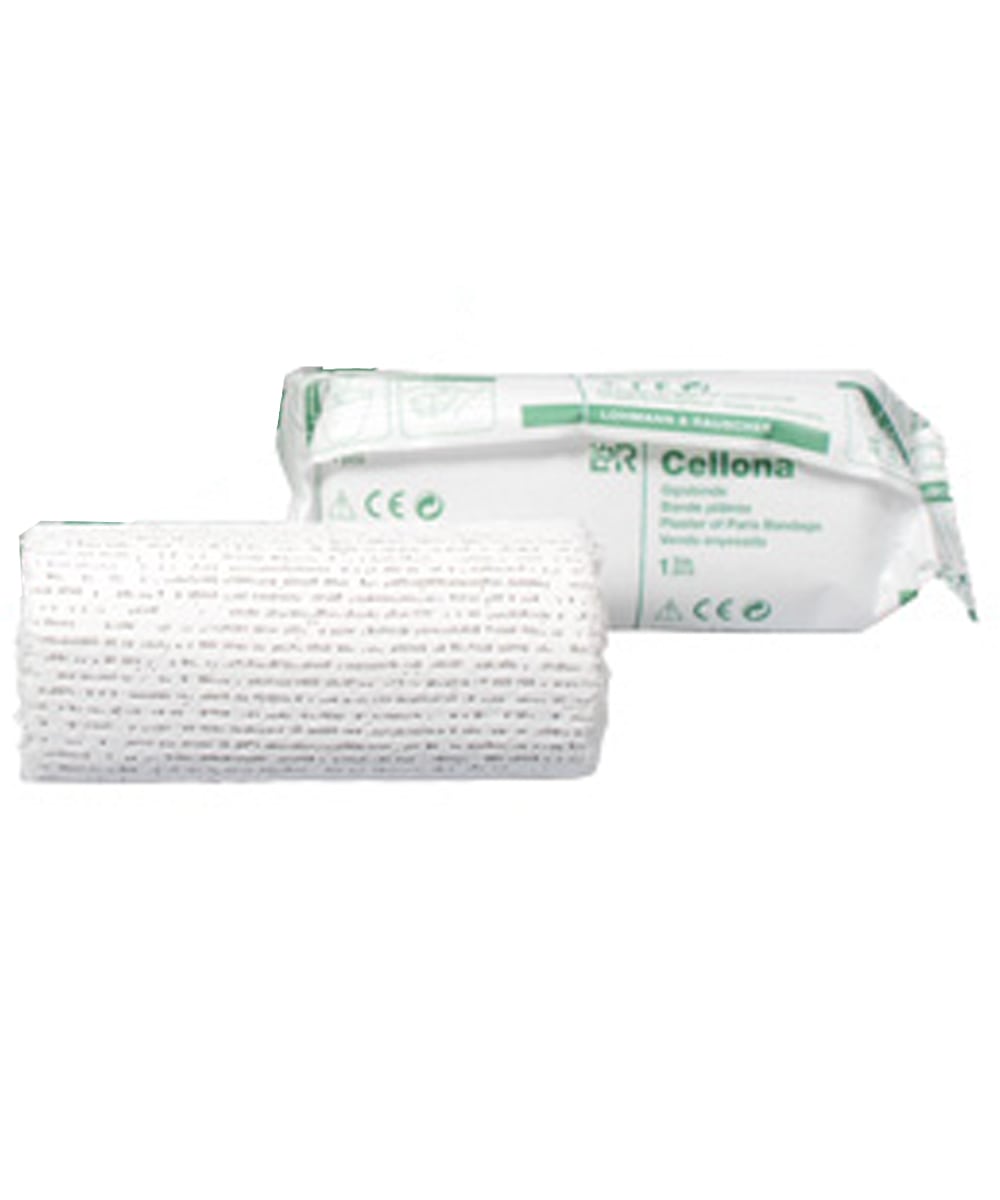 Benda gessata Cellona 15x200 cm per immobilizzazione fratture, ideale per uso ortopedico con presa rapida e modellabilità anatomica.