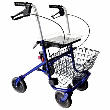 Deambulatore rollator quatro piegh. sedile/vassoio,cestino reg.alt. 