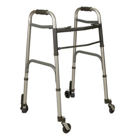 Deambulatore piegh. in all. 2 ruote piroet.e 2 autobl. +puls. x chiusura 