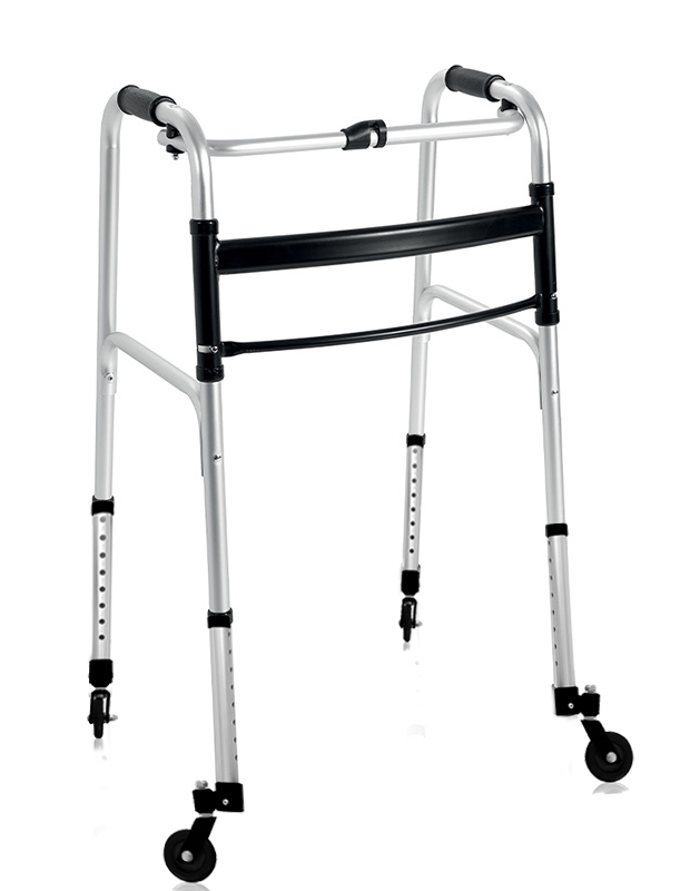 Deambulatore pieghevole c/pulsante 4 ruote piroettanti - l 