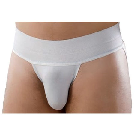 Sospensorio, fascia tessuto orione bianco,conchiglia cot.elast. mis. l 