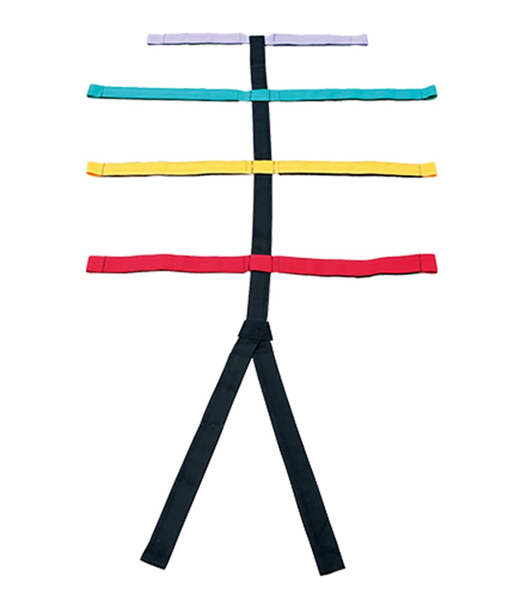 Cintura a ragno regolabile per tavole spinali e barelle, ideale per immobilizzare pazienti in sicurezza. Realizzata in polipropilene resistente, con fibbie di fissaggio rapido e cinghie regolabili per adulti e bambini.