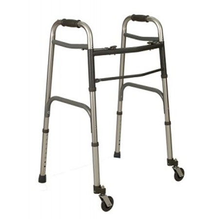 Deambulatore piegh. in all. 2 ruote piroet.e 2 puntali +2puls.x chiusura 