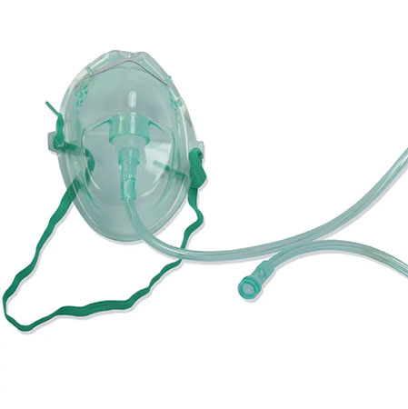Maschera ossigeno ad.,tubo cm.210 con reggetta e con sottomento 