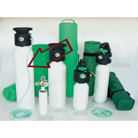 Bombola ossigeno 02 lt. 7 vuota con riduttore uni e borsa 