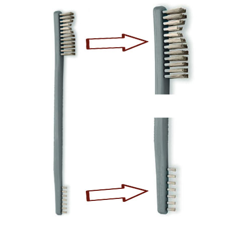 Spazzolino autoclav. c/doppia testa acciaio/acciaio x pulizia strument. 