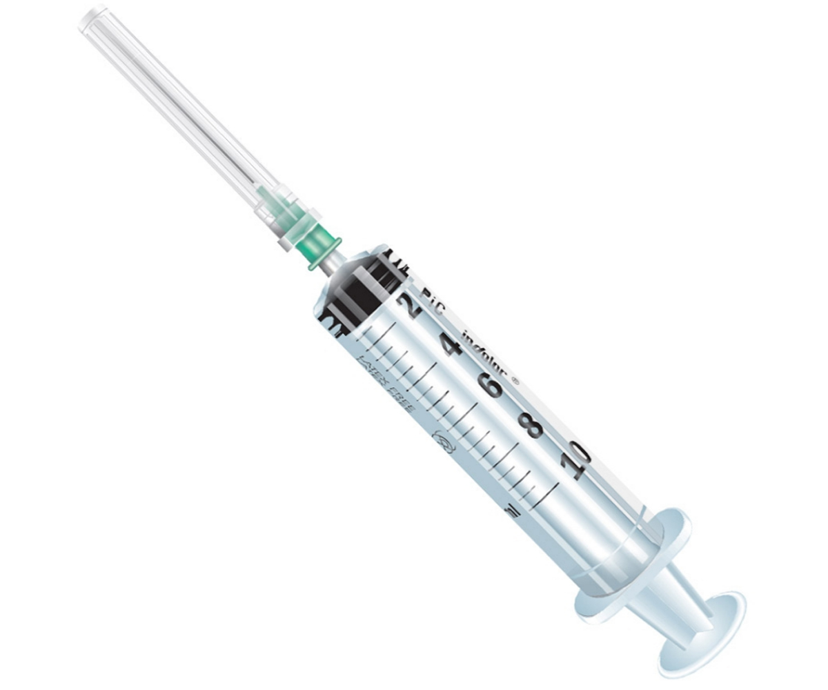 Siringhe 10 ml con ago 21G cono centrale confezione da 100 pezzi