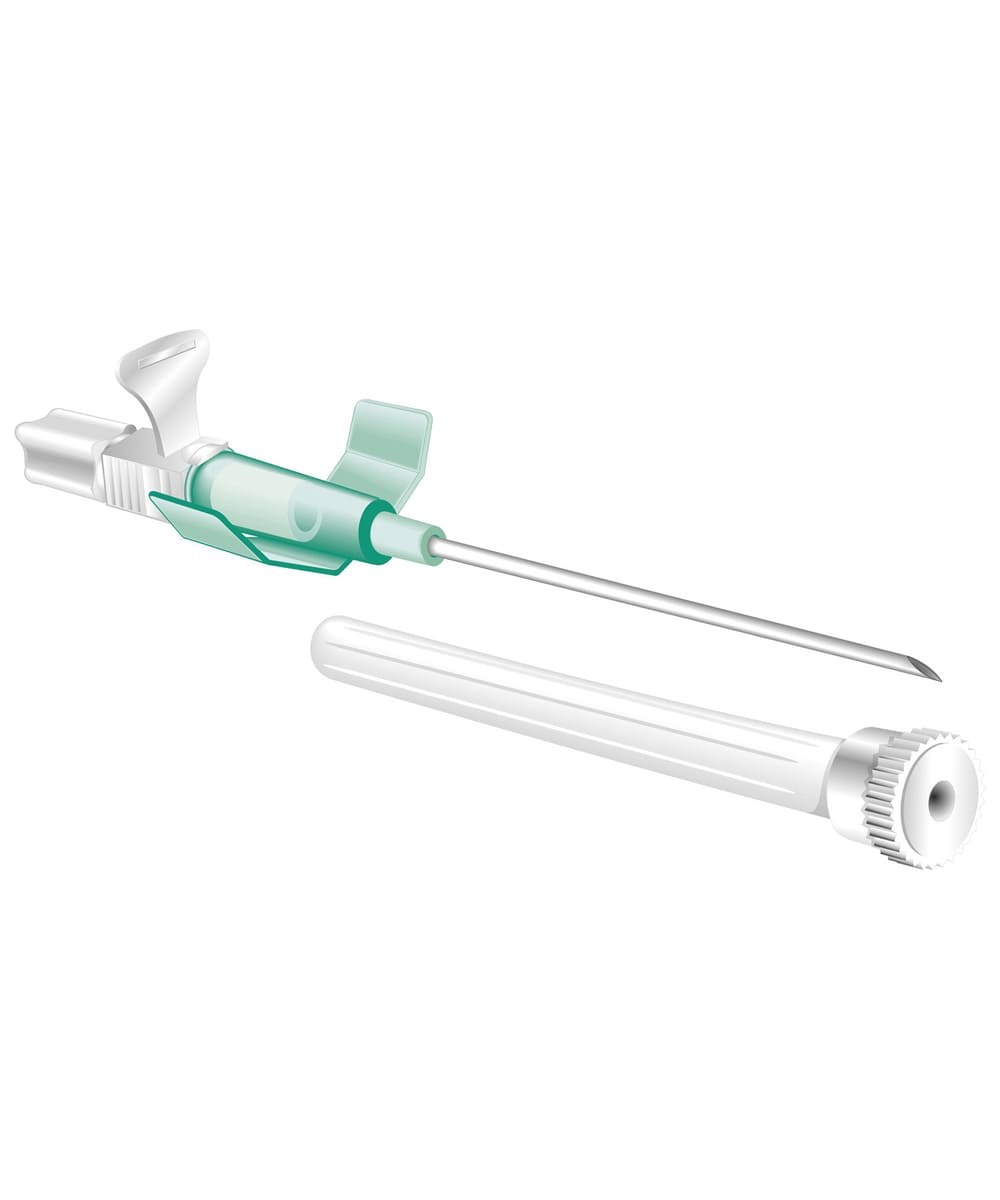 Dimostrazione dell’ago cannula monovia G18 sterile 45 mm con cono Luer Lock, ideale per accessi venosi sicuri e infusioni rapide.