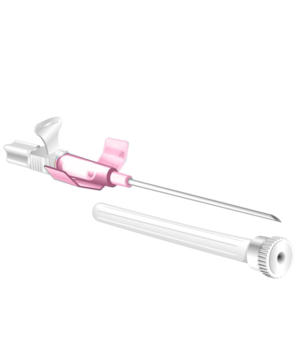 Ago cannula G20 sterile monouso con alette, parete sottile e affilatura atraumatica, ideale per procedure endovenose professionali sicure e precise.