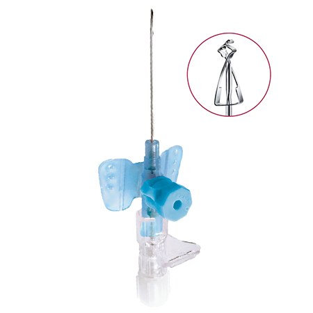Ago cannula,2 vie, vasofix safety c/porta d'iniezione 22g mm 25 blu sing 