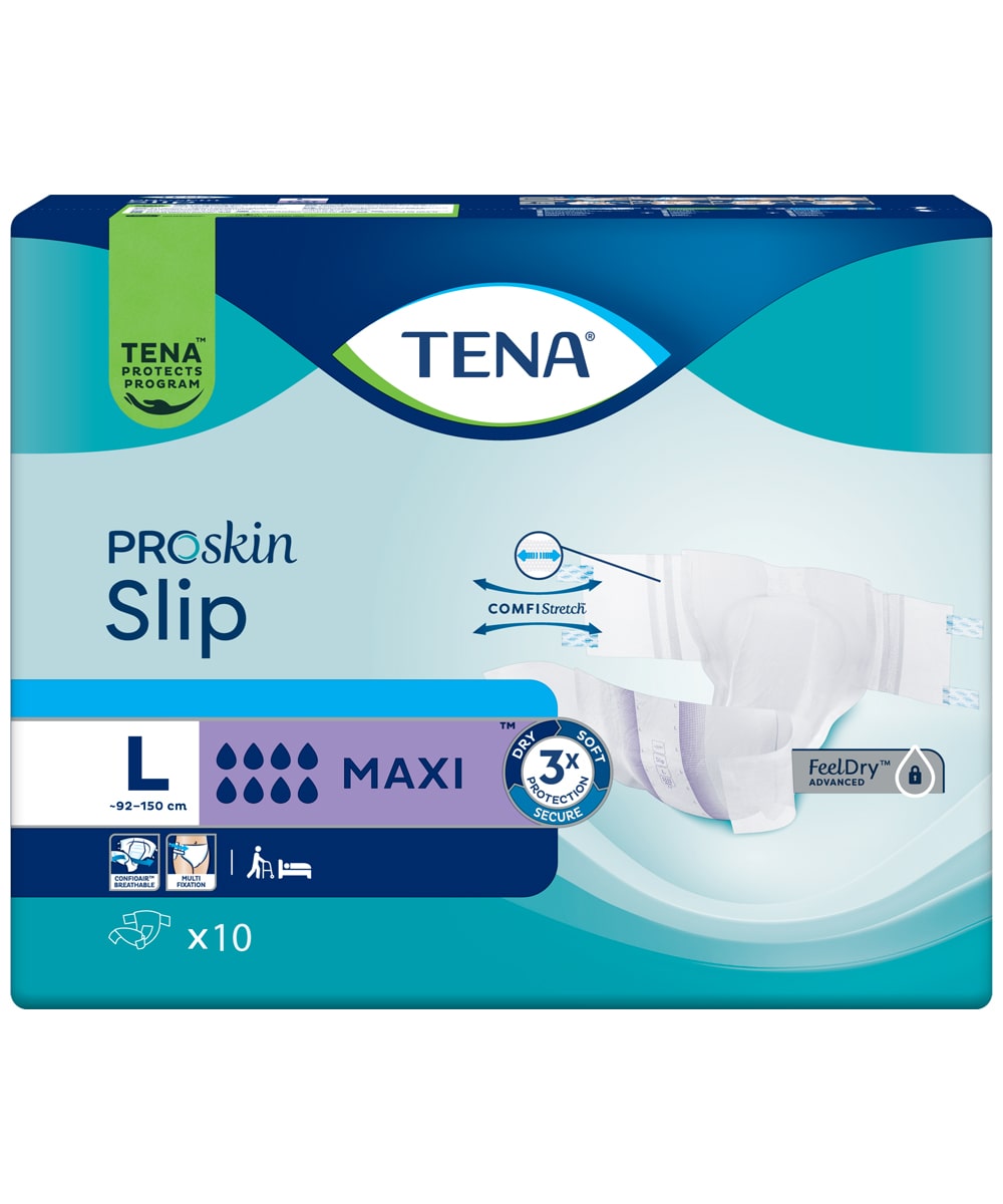TENA Pants Maxi, slip assorbenti monouso con tripla protezione contro perdite, odori e bagnato. Perfetti per comfort e sicurezza quotidiani.