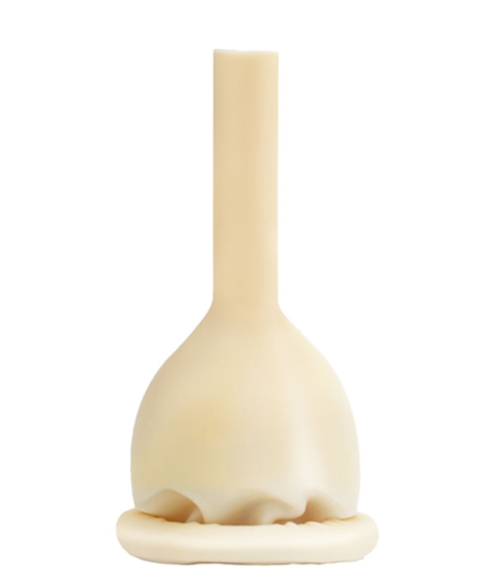 Guaina in lattice per incontinenza urinaria maschile Ø 30 mm, con ugello universale e forma anatomica flessibile.